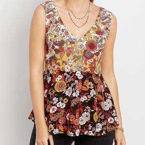 Colorblock floral swing tank